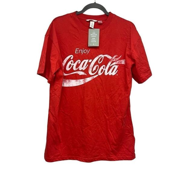 H&M red Coca Cola red oversized T-shirt size small - Picture 1 of 3